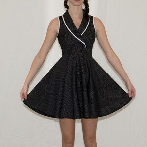 Vintage 90s black sailor mini dress pinstriped size small forever